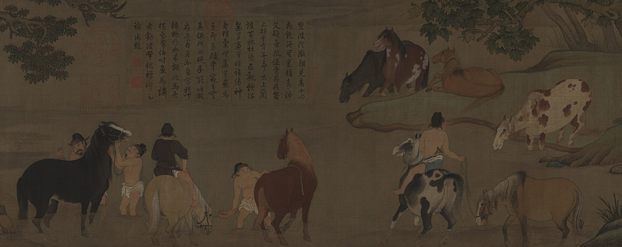 图片[1]-Zhao Mengfu Bathing Horse Scroll-China Archive